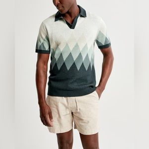 Abercrombie and Fitch Argyle Johnny Collar Sweater Polo Large Men’s